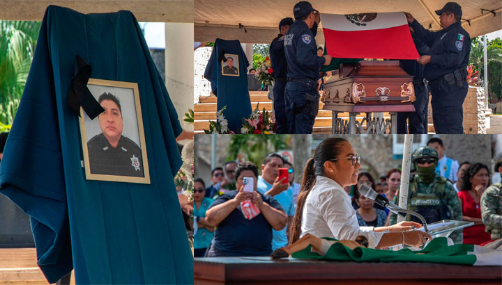 Con honores, despiden a policía caído en Felipe Carrillo Puerto