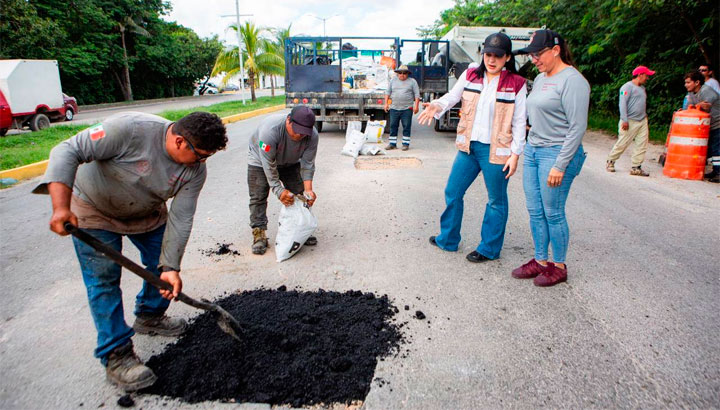 Continuaremos trabajando a máxima capacidad para tener un Solidaridad sin baches: Estefanía Mercado