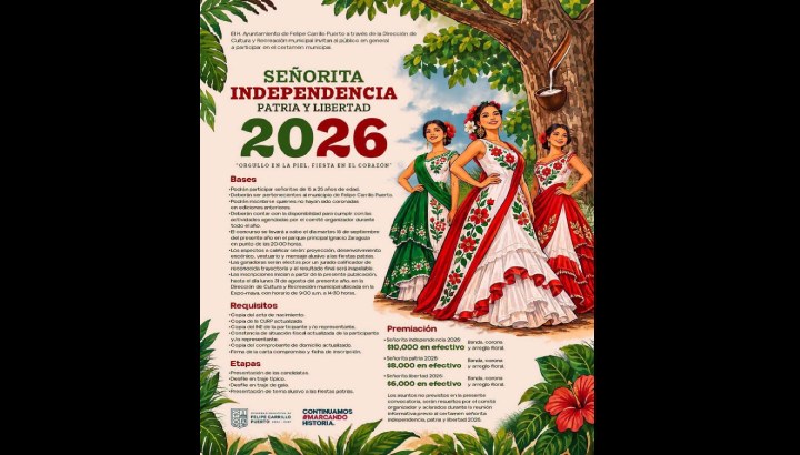 Gobierno municipal de FCP convoca al certamen Señorita Independencia, Patria y Libertad 2026
