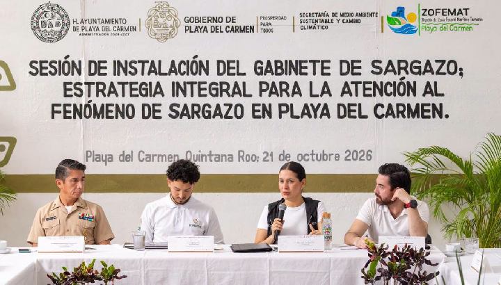 Junto a Fonatur, el Estado y la Semar, Estefanía Mercado preside instalación del Gabinete de Atención al Sargazo en Playa del Carmen